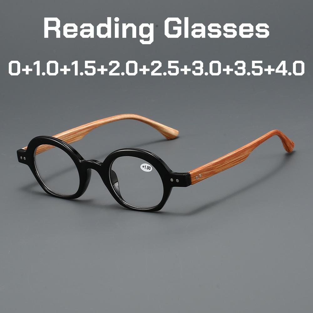 Designer Luxury Round Frame Reading Glasses Men Women Anti Blue Light Far Sight Eyeglasses New Rice Nail Presbyopia Eyewear +4.0