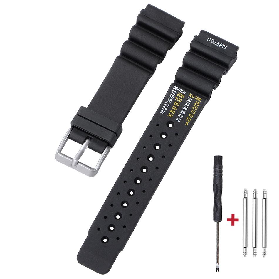 ND Limits Diver Silicone Rubber Strap 20mm 22mm 24mm Watch Band for Seiko for Citizen for Water Ghost Men Breathable Diving Belt