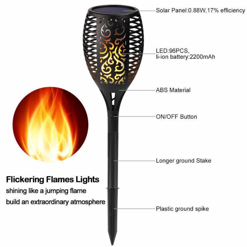 Solar Flame Torch Light with Sensor, 12 LED for Outdoor Decor and Landscape
