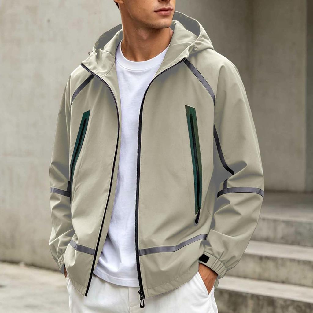 Men's Hooded Reflective Jacket for Spring and Fall Outdoor Activities