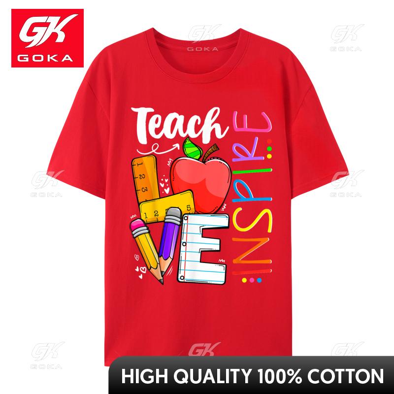 

Cute Teach Love and Inspire Teacher Classic Fashionable Cool TShirt Cotton Unisexs Luxury Designer TShirts Street Harajuku S