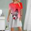 Women Casual Dress Summer Snowman Print Dresses For Women O-neck Short Sleeve Dress Plus Size
