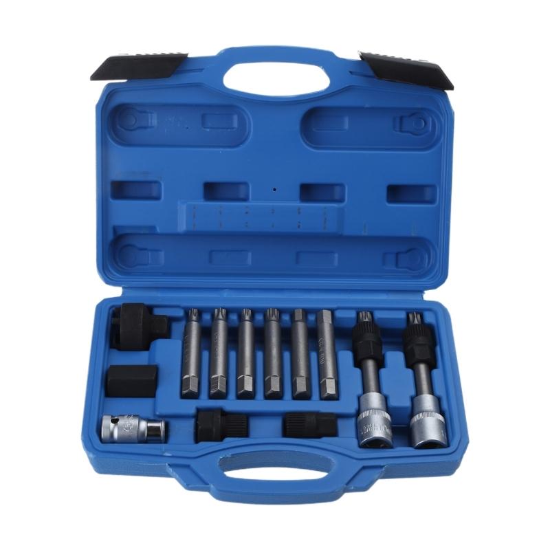 

13 Pcs Alternator Engine Auto Tool Set Metal Alloy Alternator Pulley Removal Tool Fitting For Auto Vehicles 1