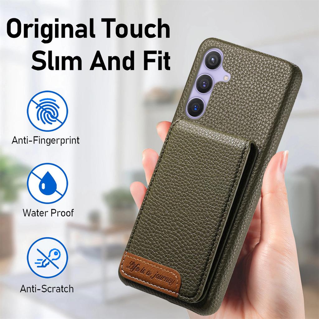 For Samsung Galaxy S25 Case RFID Blocking Card Holder Litchi Texture Leather Back Cover