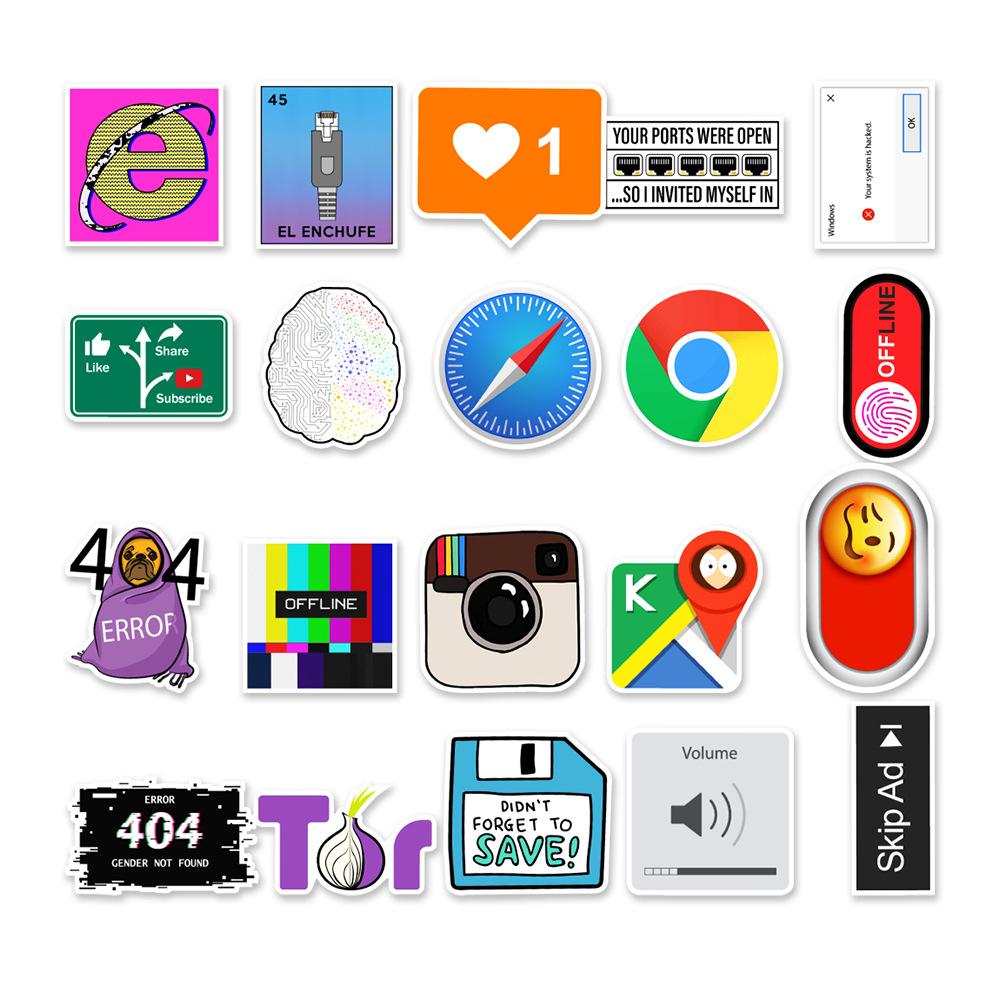 50 Pictures 404 Network Error Graffiti Stickers Car Mobile Phone Computer Kettle Decoration Stickers Waterproof