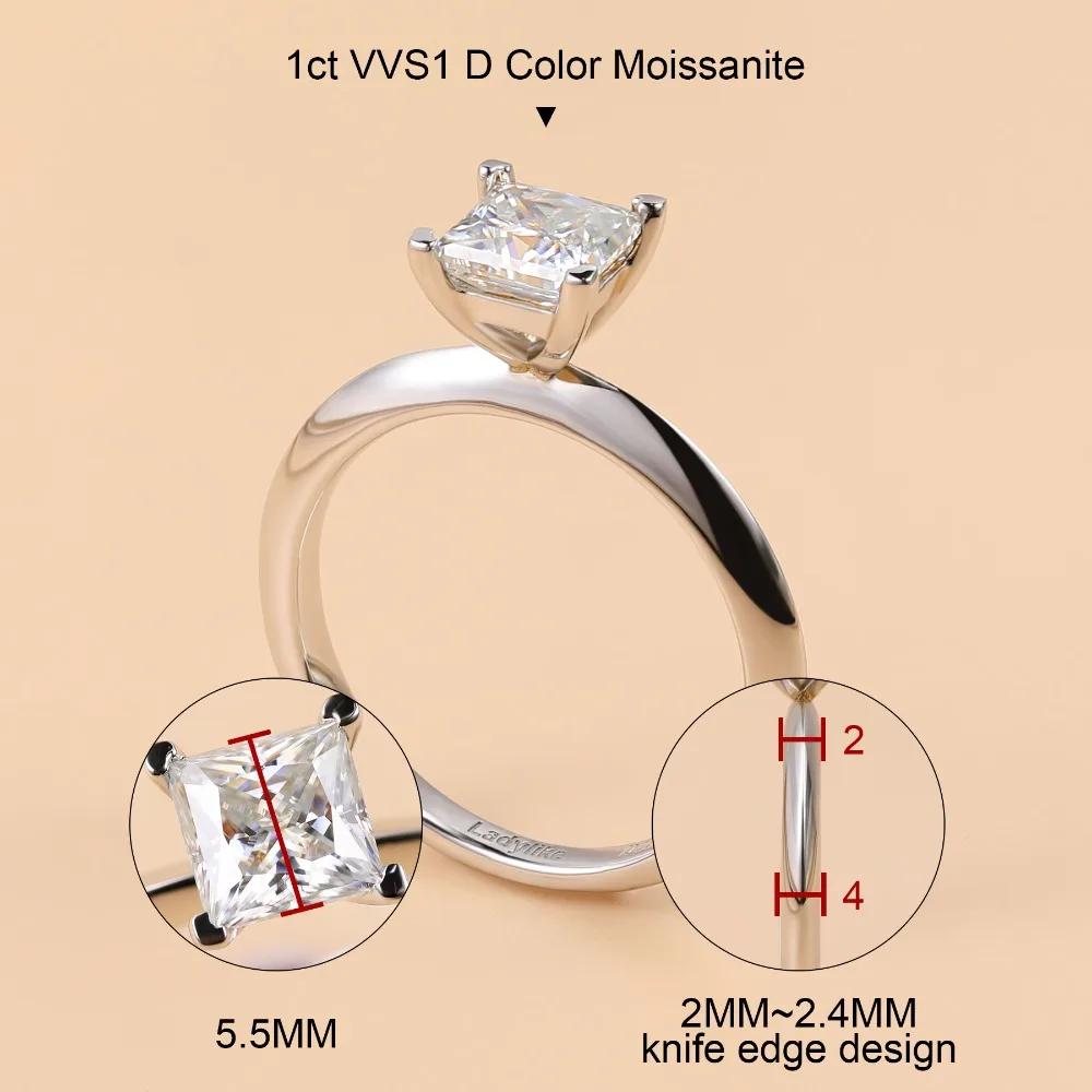 M-JAJA 1CT Princess Cut Moissanite Engagement Ring for Women S925 Silver Gold Plated Diamond Wedding Band Fine Jewelry
