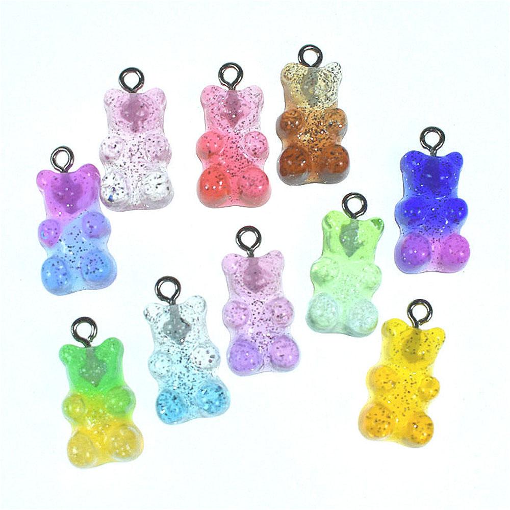 For Earrings Necklace Making Cartoon DIY Decoration Charms Gummy Bear Pendant Jewelry Findings