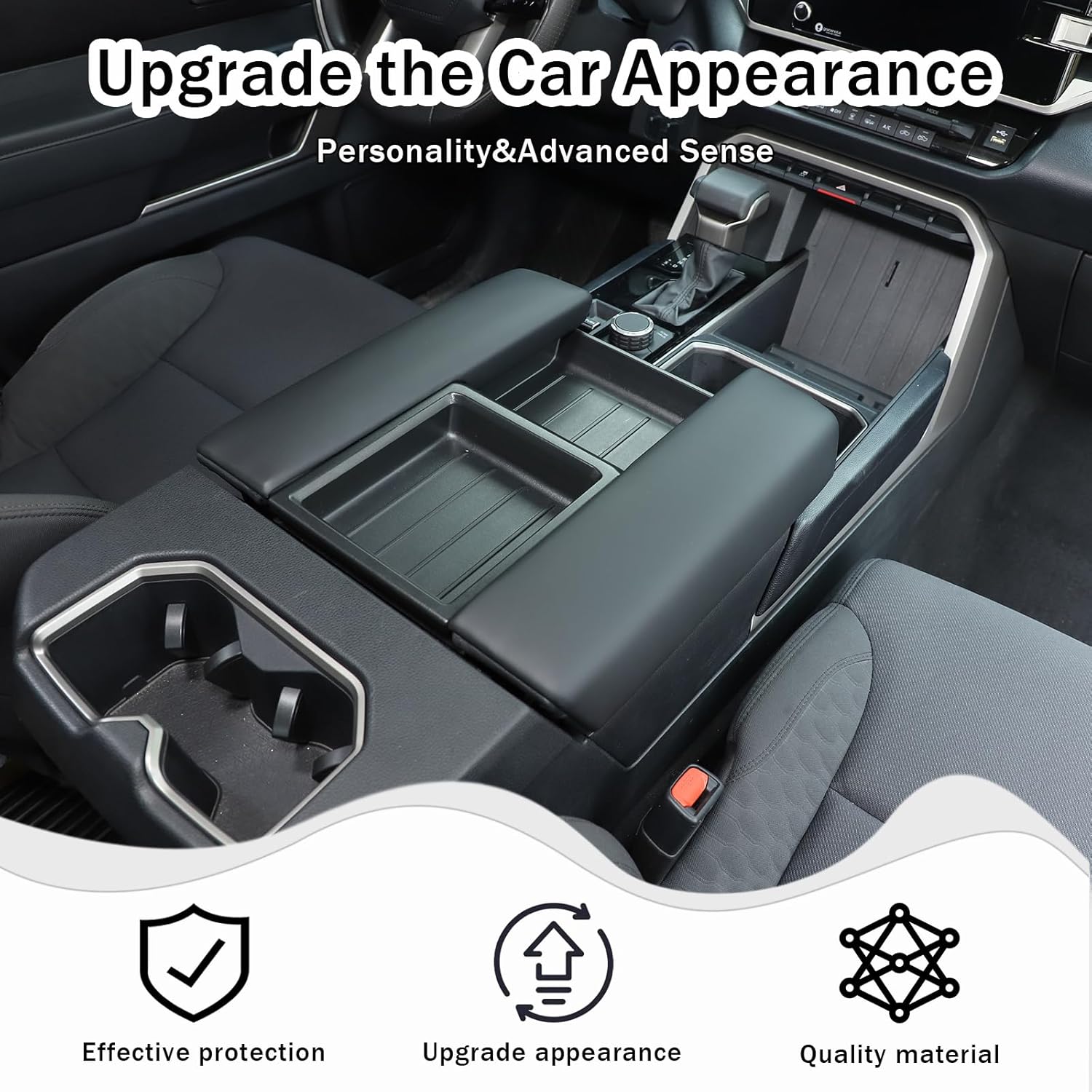 

2PCS Center Console Armrest Cover for Toyot@ Tundra 2022-2024 /Sequoia 2023-2024 Accessories, Front Seat Armrest Box Cover Cushion Protector