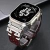 Leder-Herrenarmband für Apple Watch 10 46mm Ultra 2 49mm Edelstahl-Steckverbinder Armband für Iwatch 9 8 7 6 5 Se 44mm 45mm Riemen