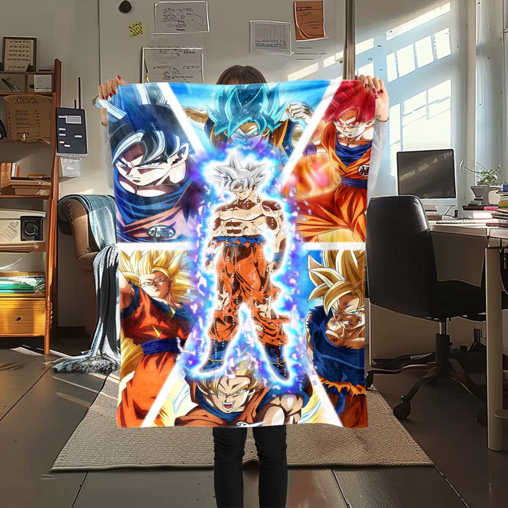 1PC Dragon Ball Super Print Flannel Blanket, High quality All Seasons, Home Decor, Warmth and Comfort, Perfect for Christmas Gifts