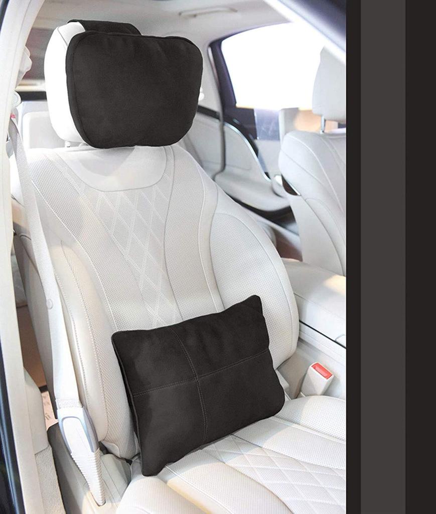 Sett med nakkestøtte og korsryggpute for Maybach Design Myk bilpute Kwak's S-klasse, (Svart)
