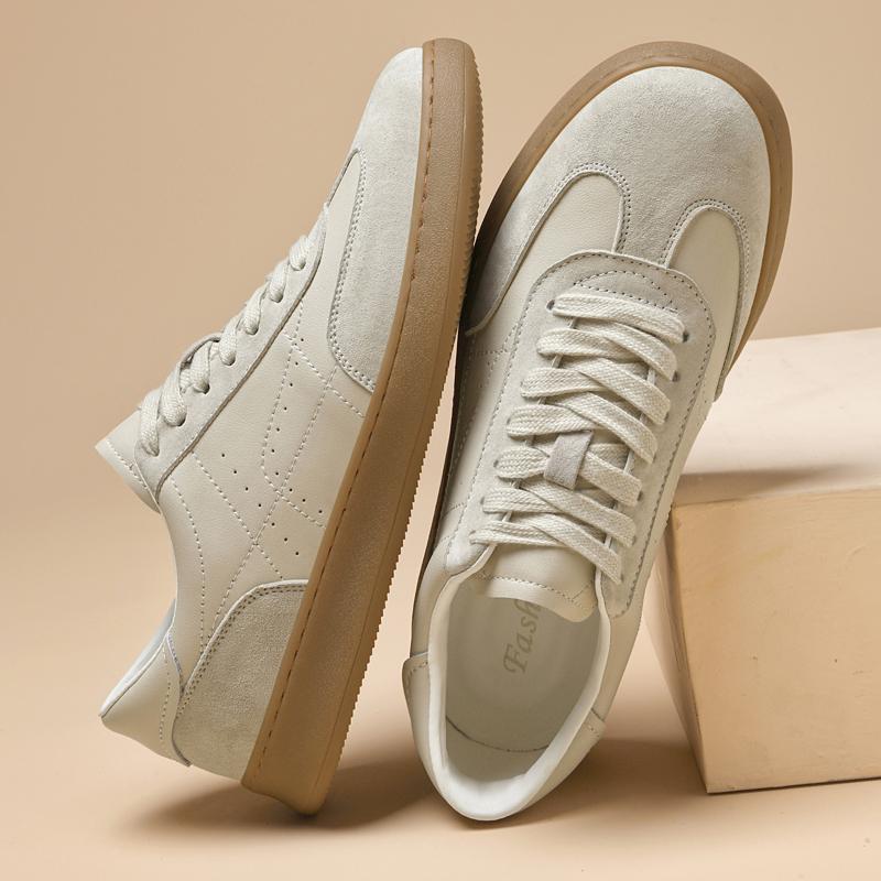 Fashion Men's Casual Shoes Suede Patchwork Leather Sports Shoes Breathable Round-toed Lace-up Lightweight  and Comfortable Walking Shoes