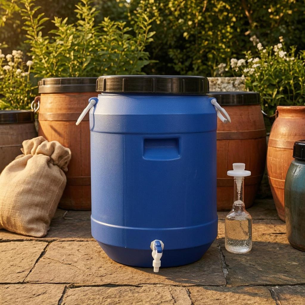 HDPE-Fass mit Hahn | easycarry-Griffdesign, Weit zugängliche obere Öffnung, Lebensmittelgeeignete Lagerung