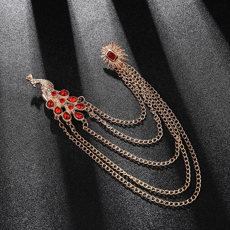 Alloy Peacock  Tassel Ceremony Banquet Corsage  Jewelry Clothing Accessory Vintage Brooch Men Women Brooch
