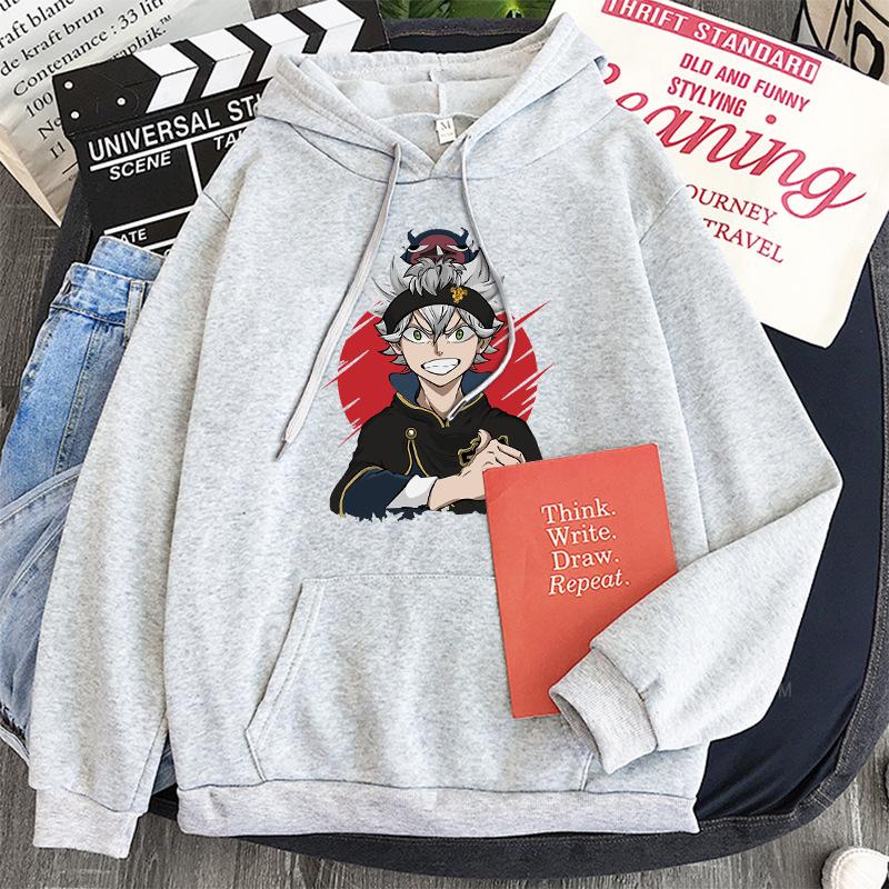 Harajuku Japanese Anime Black Clover Men Hoodies Sweatshirt Funny Cartoon Boys Asta Streetwear Pullover Winter Patchwork Hoodies