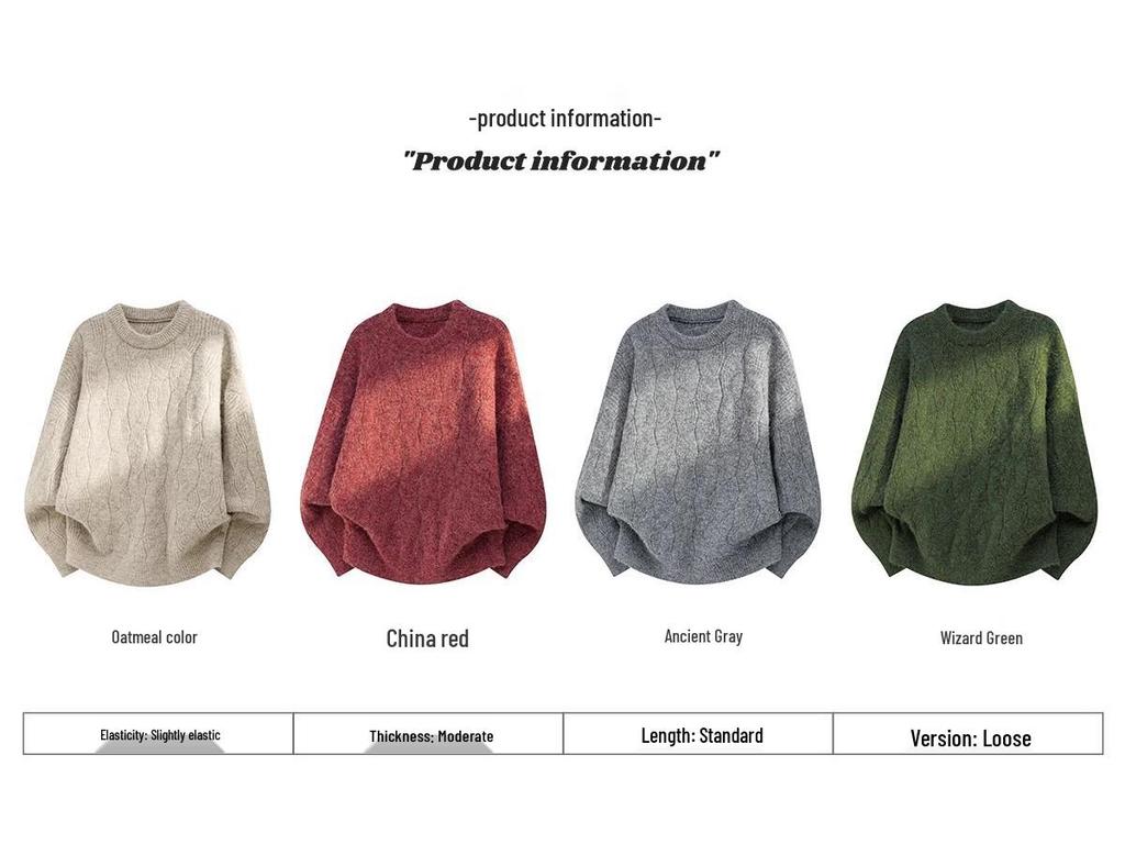 Men's Premium Thick Knit Sweater - Warm, Loose, Lazy Style for Autumn/Winter