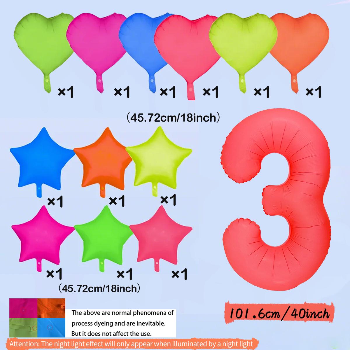 

Neon red balloons 0-9 fluorescent numbers and heart-shaped star balloons used for birthday party luminous decoration Other
