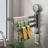 No-Drill 3-Arm Rotatable Suction Cup Towel Rack | Rustproof Aluminum Kitchen Bathroom Towel Holder with Hook