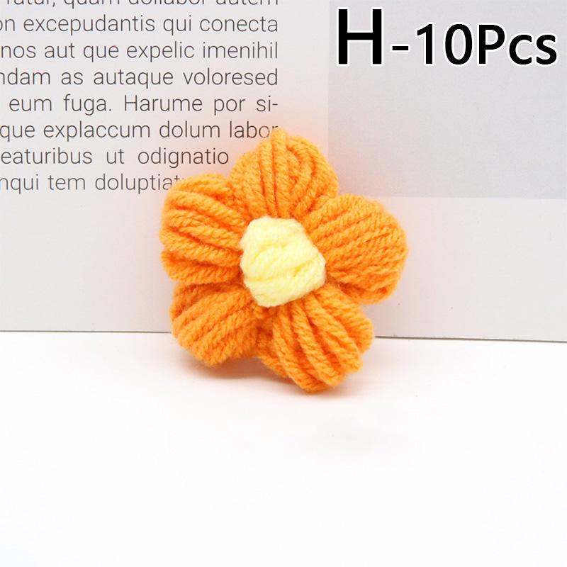 10pcs Hand-knitted Flower Applique Sew On Patches Floral Applique Decor For Clothes Shoes Hats Craft Diy Hair Clip Wedding Decor