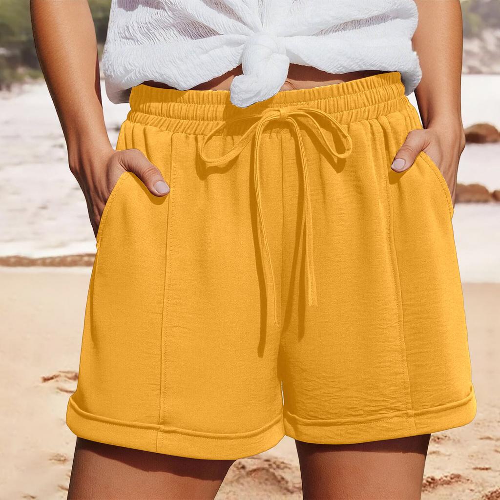 Women’s Drawstring Elastic Waist Casual Shorts with Pockets Relaxed Fit Lightweight Soft Fabric Summer Lounge Bottoms