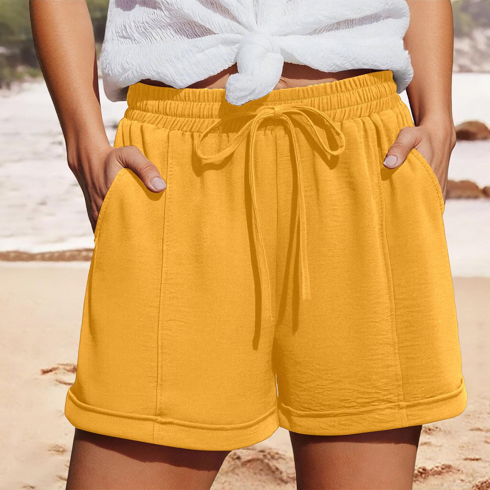 

Women s -Color Shorts Summer Shorts Lightweight Shorts XL жовтий