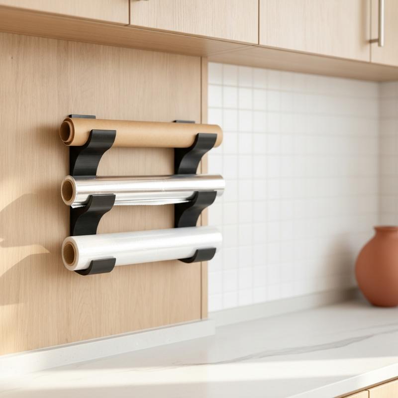 2-Piece Plastic Kitchen Paper Holder For 3 Rolls Food Wrap Aluminum Foil Storage Organizer Rack Kitchen Accessories