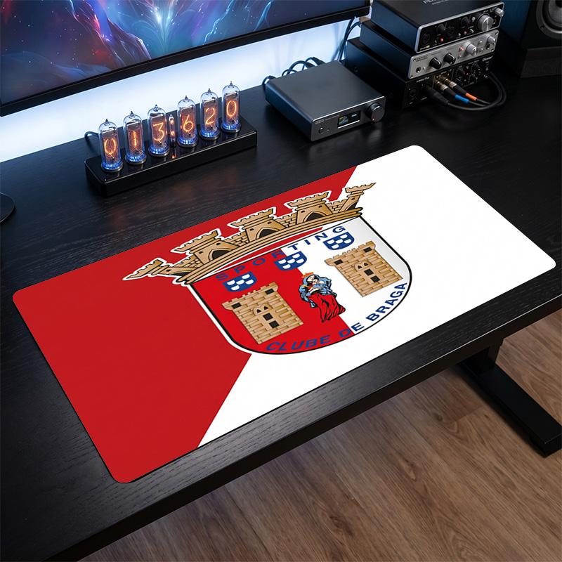 Braga FC Theme Pattern Mouse Pad, Soccer Logo Design XXL Gaming Desk Mat Non-Slip Computer Mouse Pad