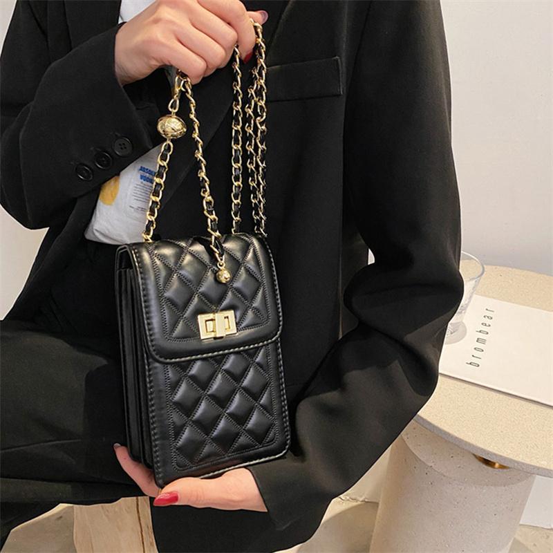 Mobile Phone Bags  Rhombus Chain Shoulder Cross Body Cellphone Sling Bag