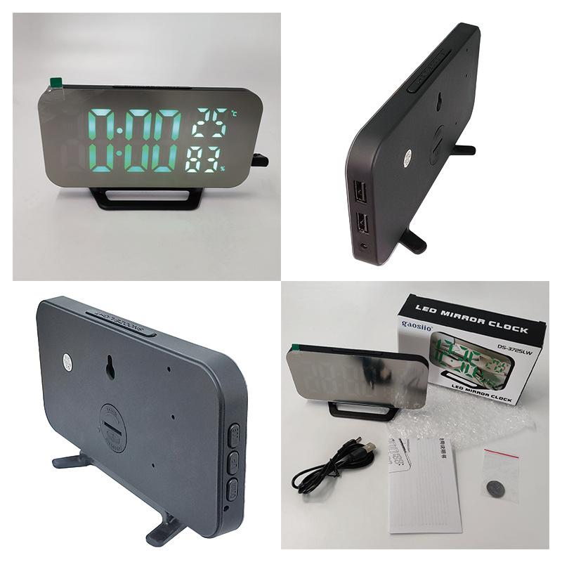 1111LW spot LED multi-function mirror alarm clock USB rechargeable digital clock ultra-thin and large