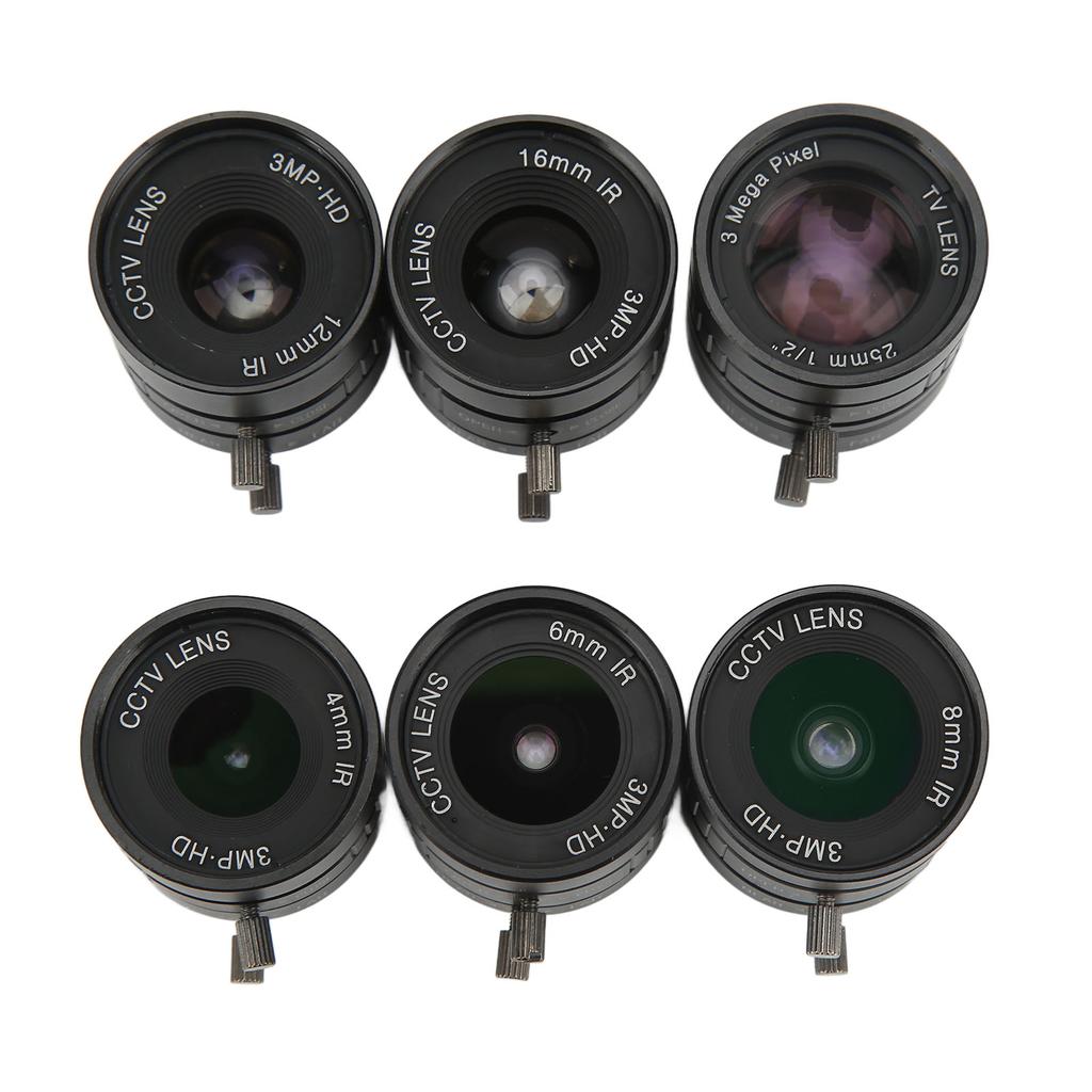 6pcs CS Mount Lens Kit 4mm to 25mm Focal Length 3MP Manual Aperture for Digital Camera