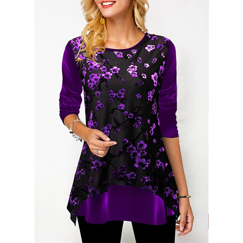 Wiosenno-jesienne damskie luźne topy z nadrukiem – moda europejska i amerykańska