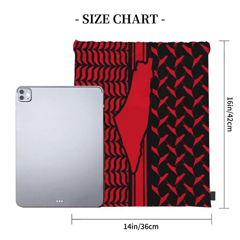 Palestine Flag Drawstring Backpack Kufiya Hatta Lightweight Foldable Sport Gym Sackpack Women Men Portable Sacks for Training