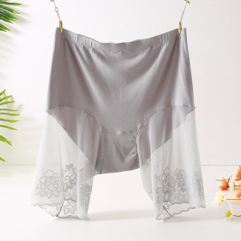 50144 Plus Size Anti-Exposure High Waist Mesh Safety Underwear 2-in-1