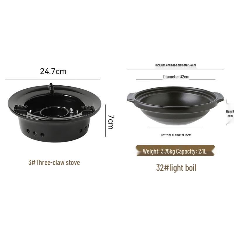 LIEI Ceramic Dry Cooking Pot with Alcohol Stove