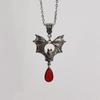 Gothic Halloween Necklace With Red Gemstone Geometric Pendant For Women