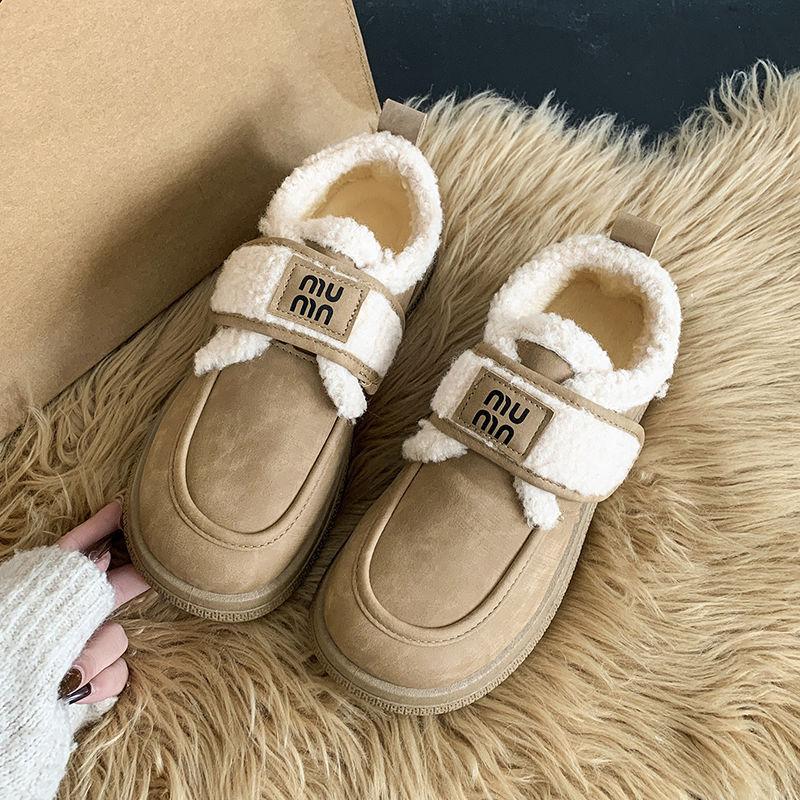 Velcro cotton shoes women's winter velvet thickened new warm non-slip thick-soled snow boots
