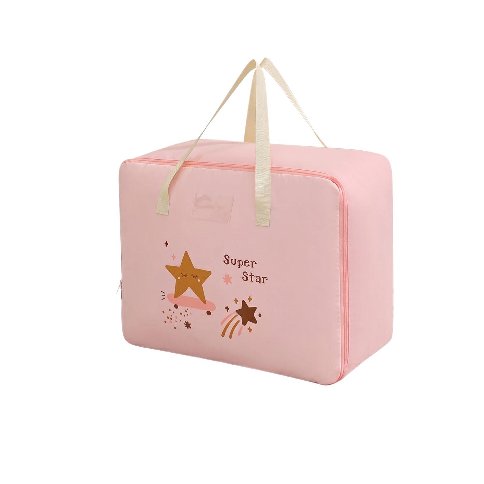 

Children Bedding Storage Bag Small Size Lightweight Portable Quilt Organizer with Handle for Travel Nursery Bedding Storage and Packing one size розовый