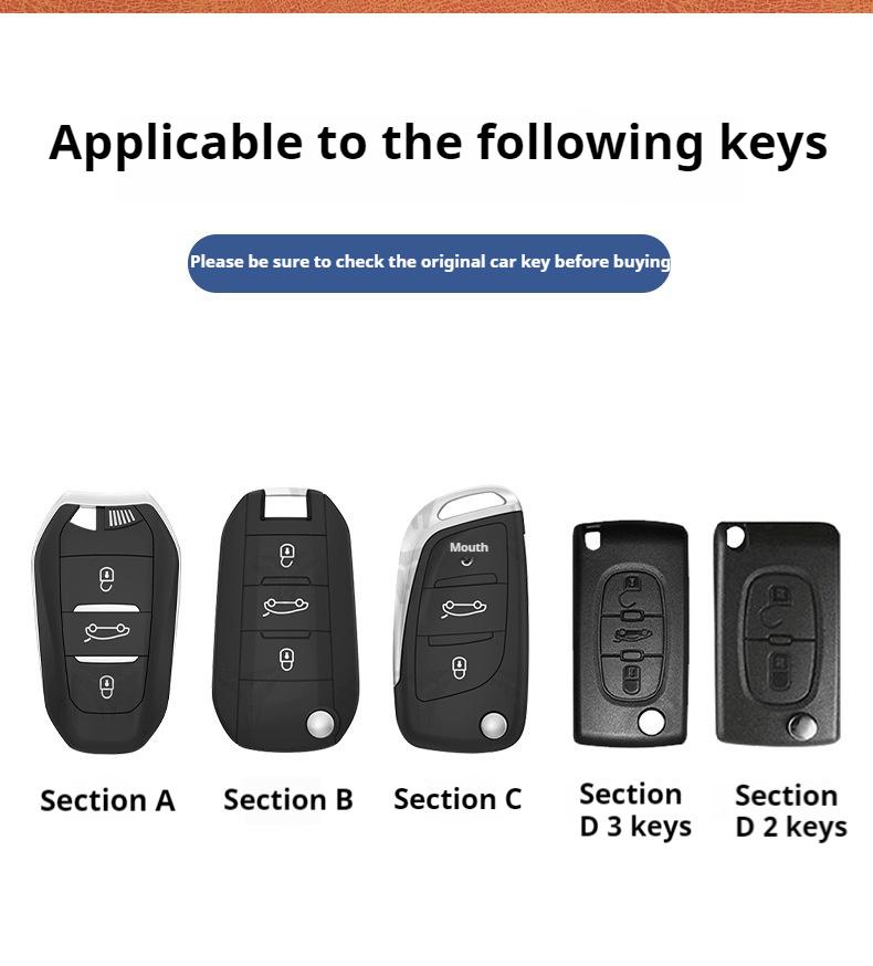 Zinc Alloy Leather Remote Shell Key Case Fob Cover Skin Holder For Peugeot 208 2008 308 3008 508 408 307 4008 RCZ 5008 301 407