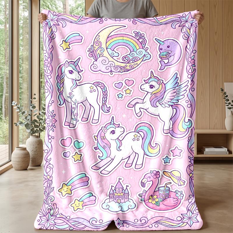 Fantasy Sea Unicorn Theme blanket Lightweight Warm Flannel Blanket Decorative Throw Blanket for Home Decoration
