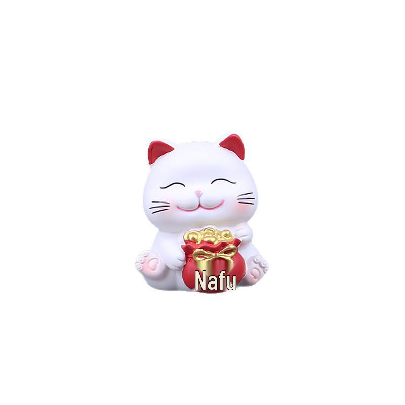 Prosperity Lucky Cat Mini Ornament for Office Desk or Car Console