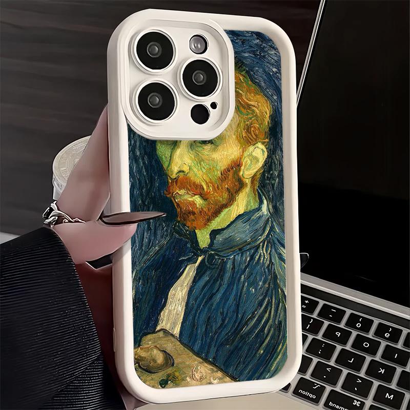 Phone Case for iPhone 17 Air 16E 15 16 Pro Max Van Gogh Oil Painting Aesthetics Cover 14 Plus 13 12 Mini Soft Shell Silicone Fun