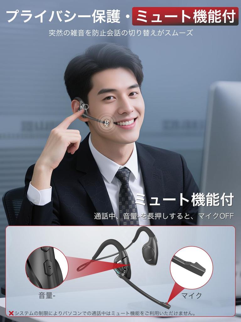 Earaku Bluetooth Headset 2025 Calls Bluetooth Headset Wireless Microphone Earphones ENC Noise Cancelling Japanese Voice Guide Open Ear Does Not Block
