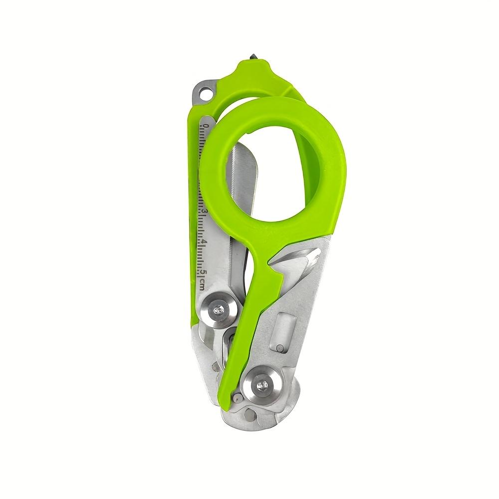 

1pc Stainless Steel Tactical Scissors with Plastic Handle , Durable Multi Tool for Outdoor Adventures, Ring Cutter, Window Breaker, Oxygen Wrench зелёный