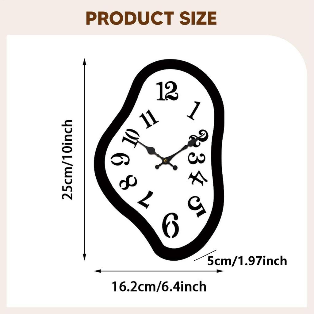 Acrylic Wall Clock Vintage Aesthetic Watch 10 Inches Irregular Design No Ticking Wall Clock Bathroom Silent Decorative Gifts