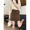 Retro Woolen Skirt Women's Autumn and Winter High Waist Temperament Skirt Short Skirt