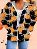Halloween 3D Printed Hooded Cardigan Plus Size Autumn Winter Retro