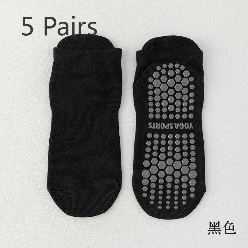 5 Pairs of Women's Spring and Autumn Cotton Non Slip Indoor Fitness Jump Yoga Sports Socks