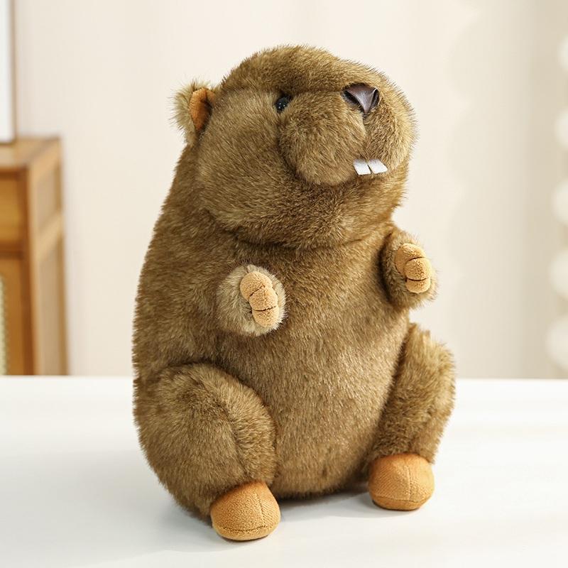 18/25cm Bruine Marmot Staand Pluche Speelgoed Gevuld Snack IJs Chips Bier Wortel Cartoon Dier Pop Schattige Pluche Verjaardagscadeau 18cm pendant