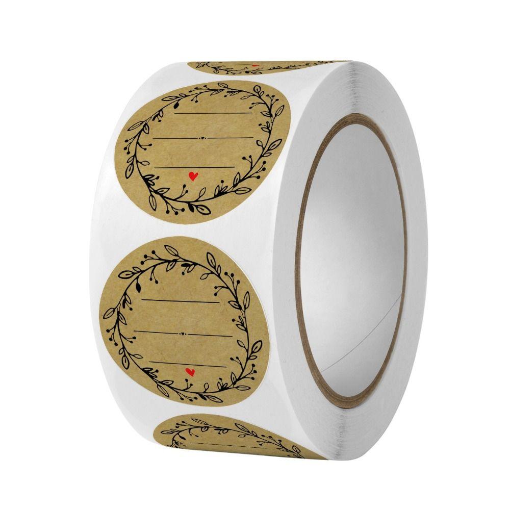 

Рулон наклеек из крафт-бумаги 500 шт. Самоклеящаяся этикетка для запечатывания Упаковочная декоративная бирка для рукописных благословений Выпечка Праздничная наклейка