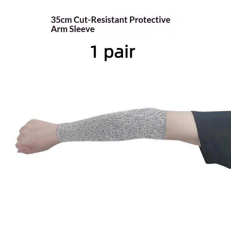 HPPE Level 5 Cut Resistant Arm Sleeves 1 Pair Anti Puncture Safety Sleeve for Glass Handling Construction Repair Work